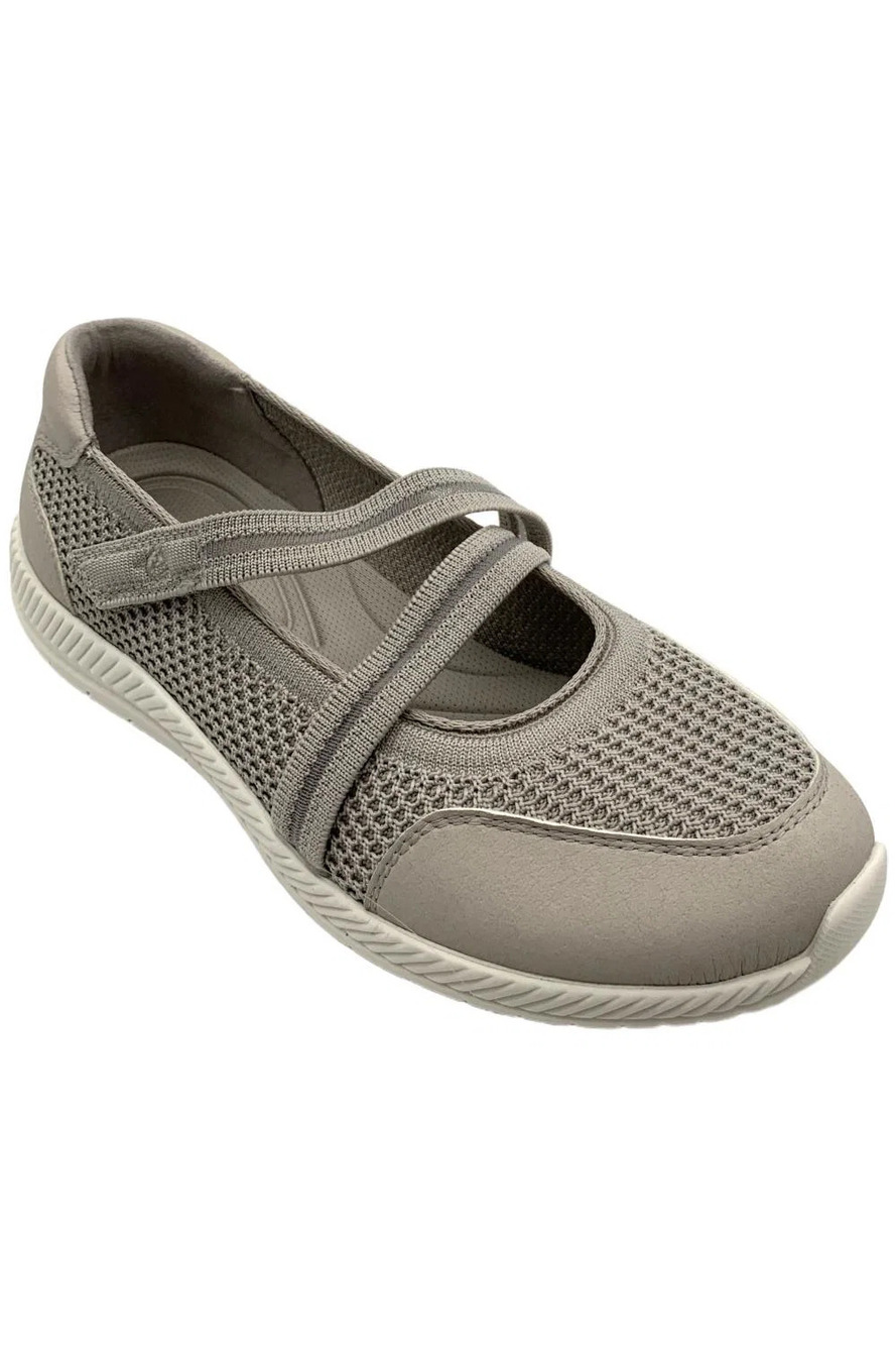 Easy Spirit Women's Gwynn Slip-On Mary Jane Flats Taupe/Grey - Wide